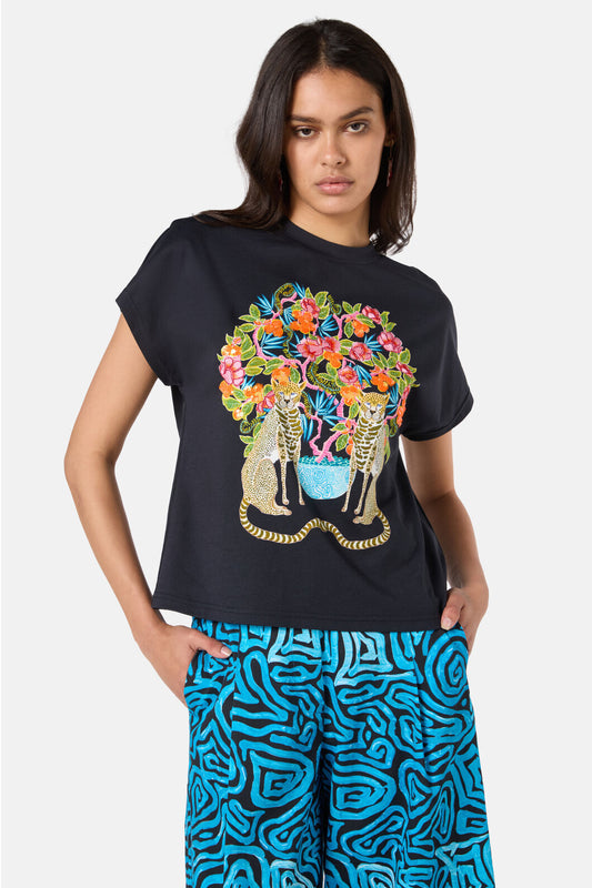 Gorman NZ - Plum Harvest Placement BoxyTee - black