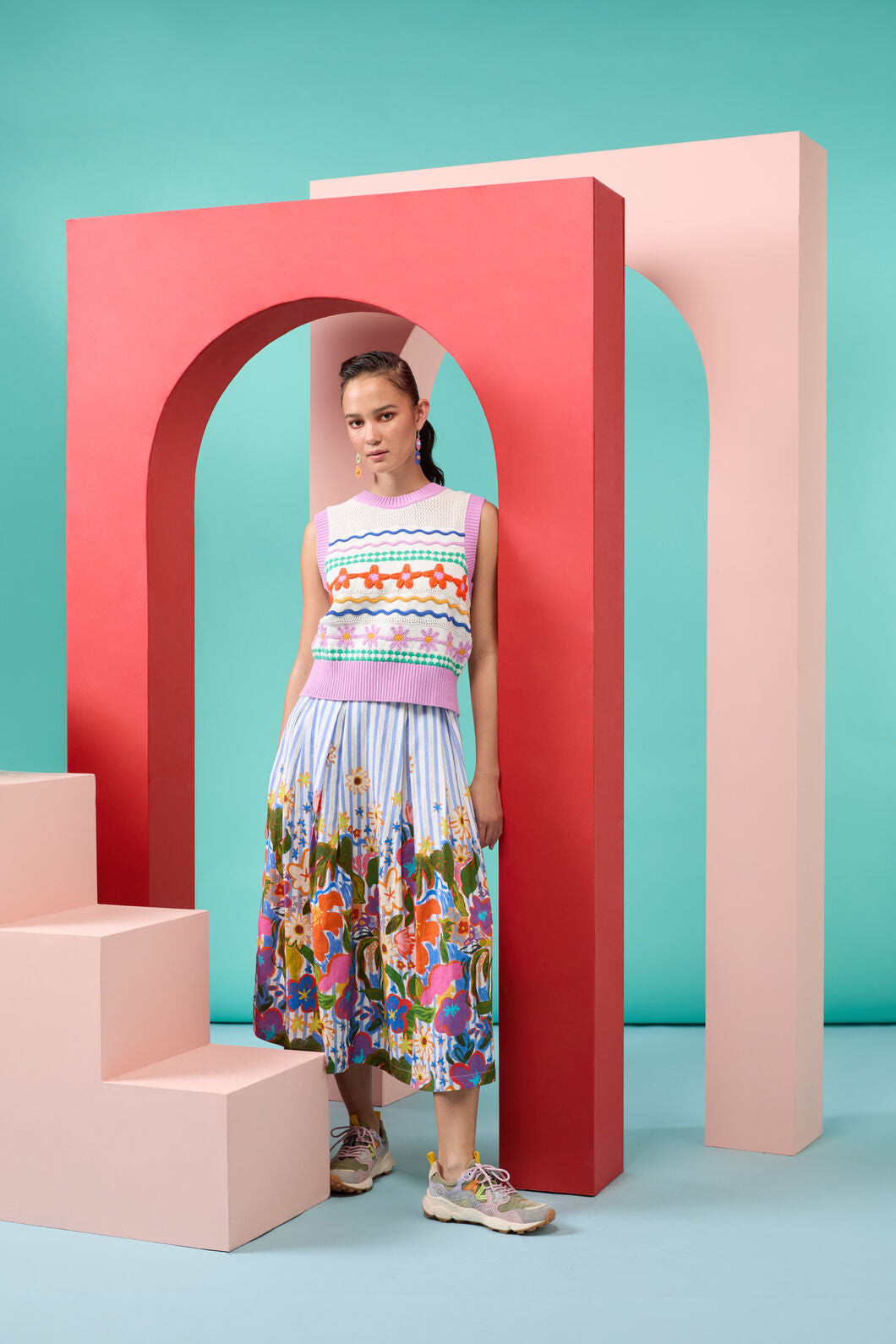 Gorman NZ - Midnight Garden Stripe Skirt - print