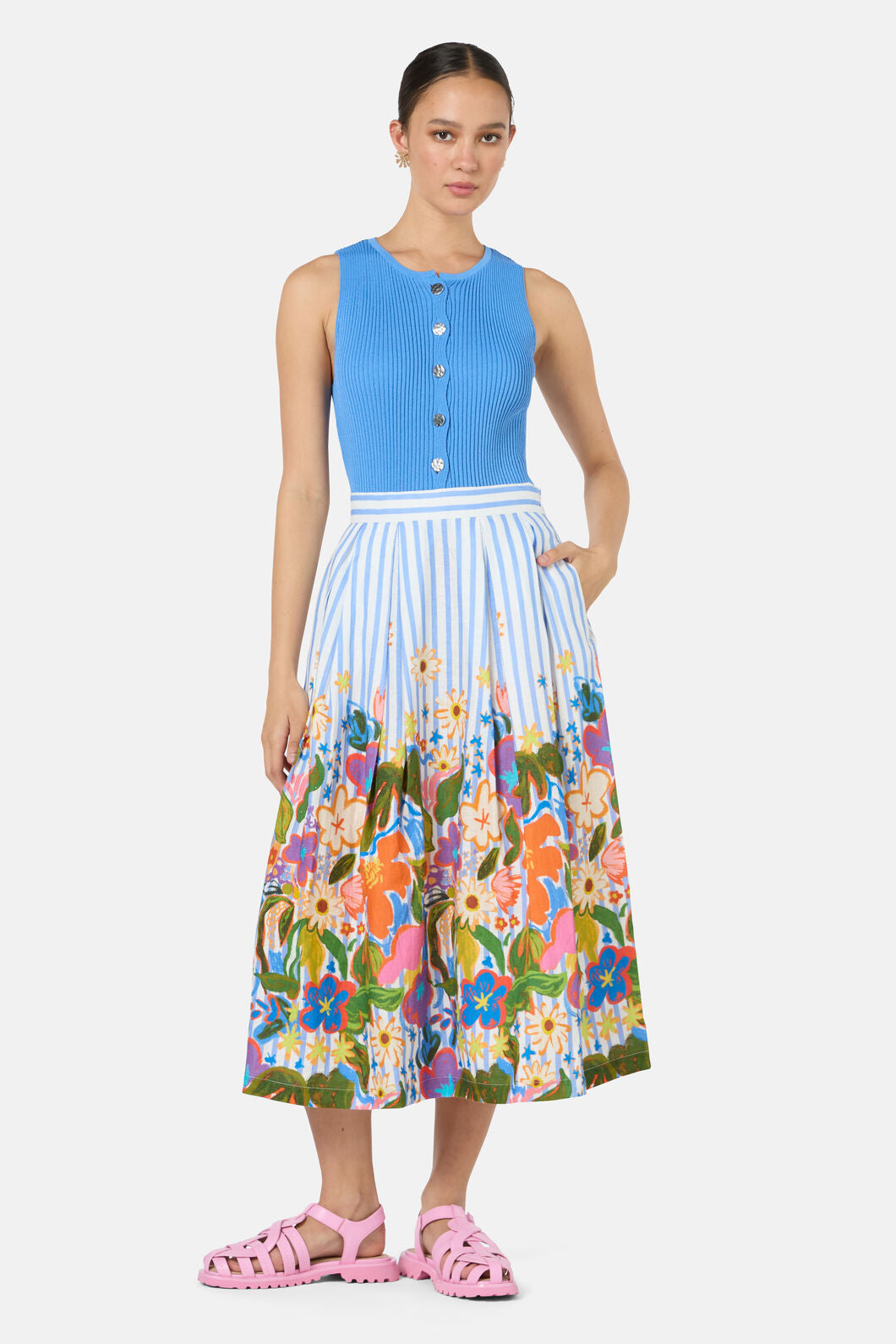 Gorman NZ - Midnight Garden Stripe Skirt - print