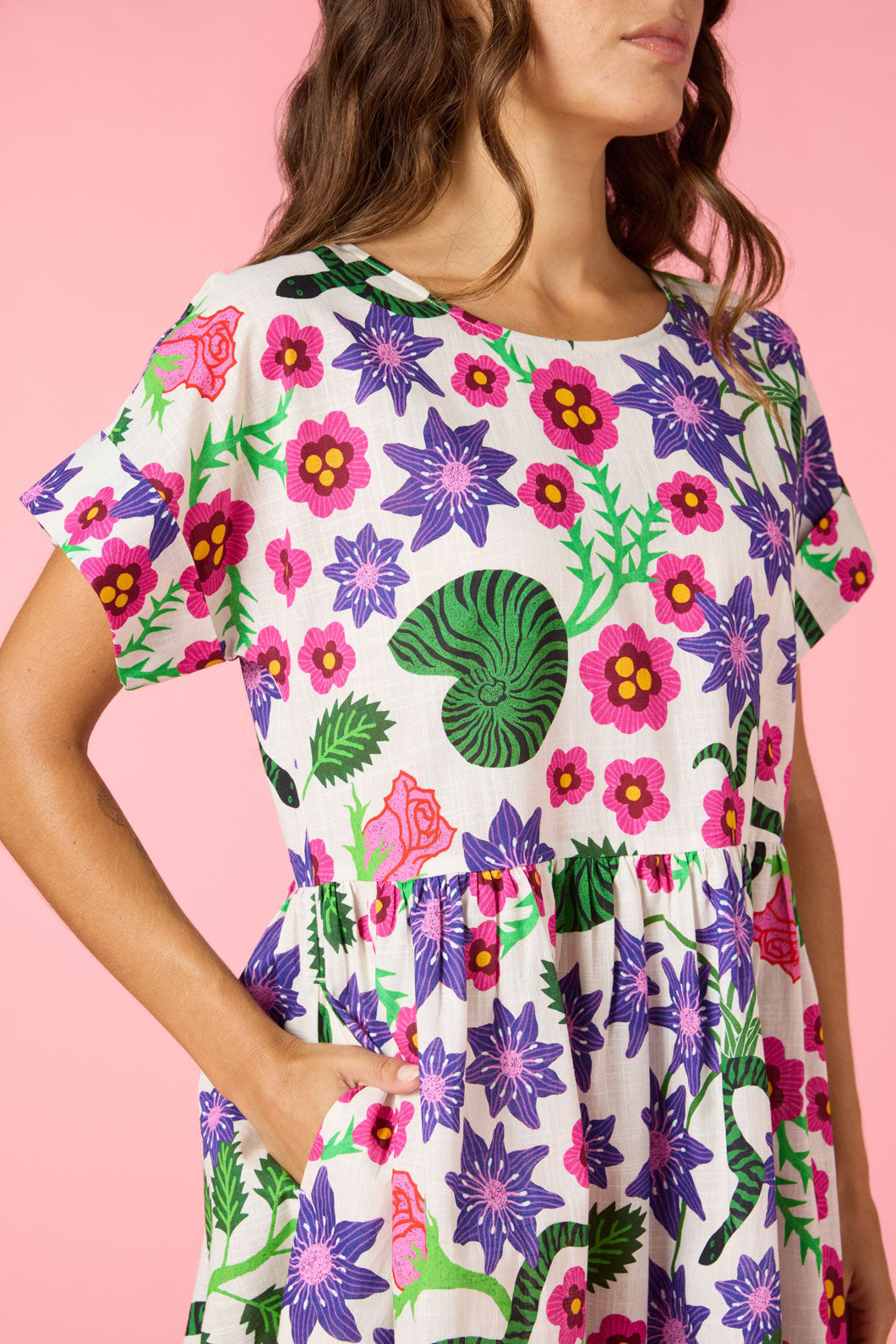 Flowerful Print Smock Dress
