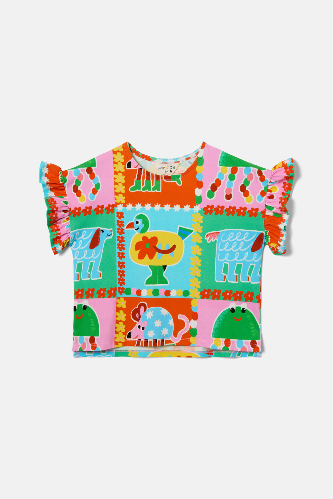 Gorman NZ - Buggy Grid Kids Frill Tee - multi