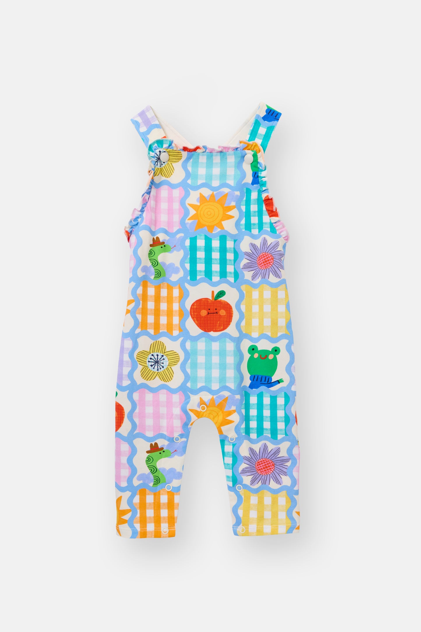 Jumble Check Baby Overalls