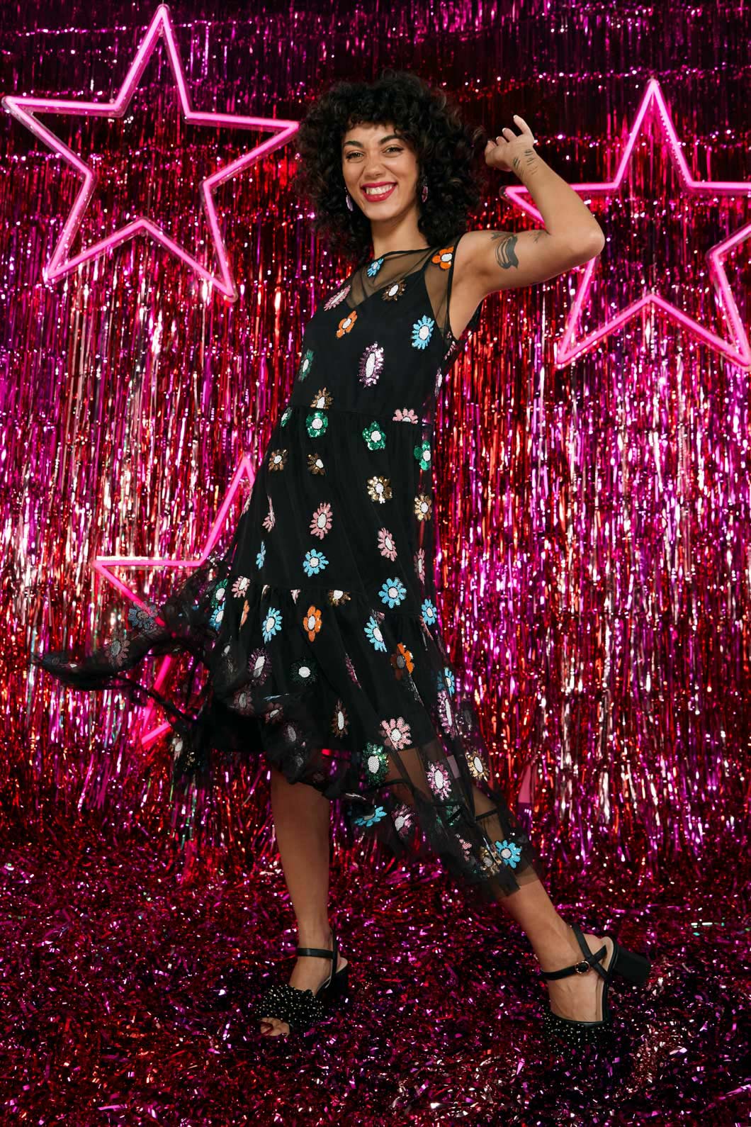 Colourful store sequin dress