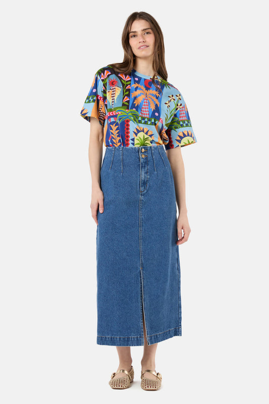 Gorman NZ - Peyton Denim Midi Skirt - mid-blue