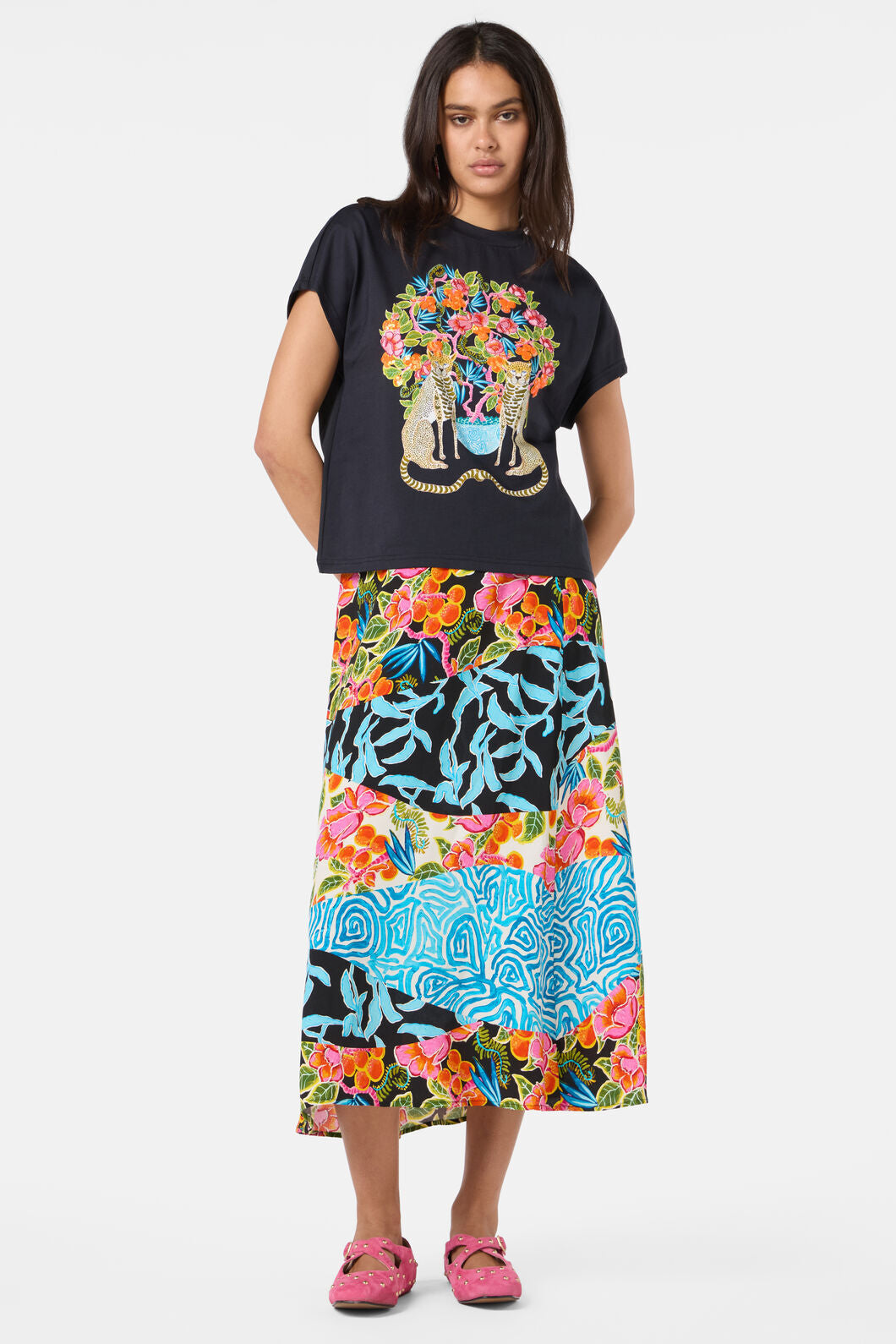 Gorman NZ - Plum Harvest Placement BoxyTee - black