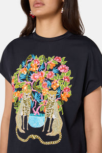Gorman NZ - Plum Harvest Placement BoxyTee - black