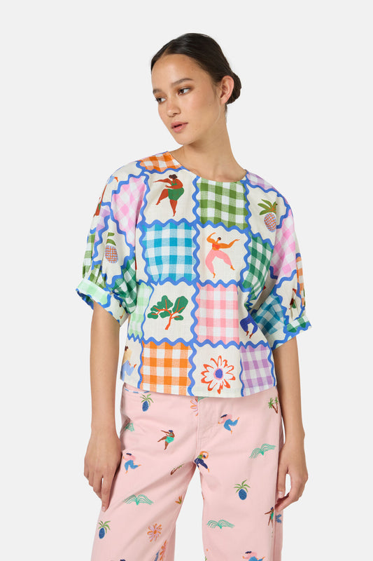 Gorman NZ - Hidden Paradise Patchwork Top - print