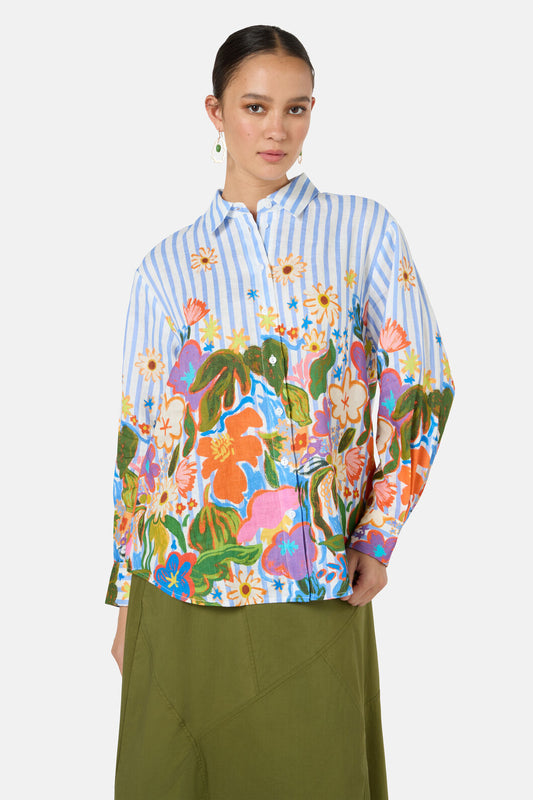 Gorman NZ - Midnight Garden Stripe Shirt - print