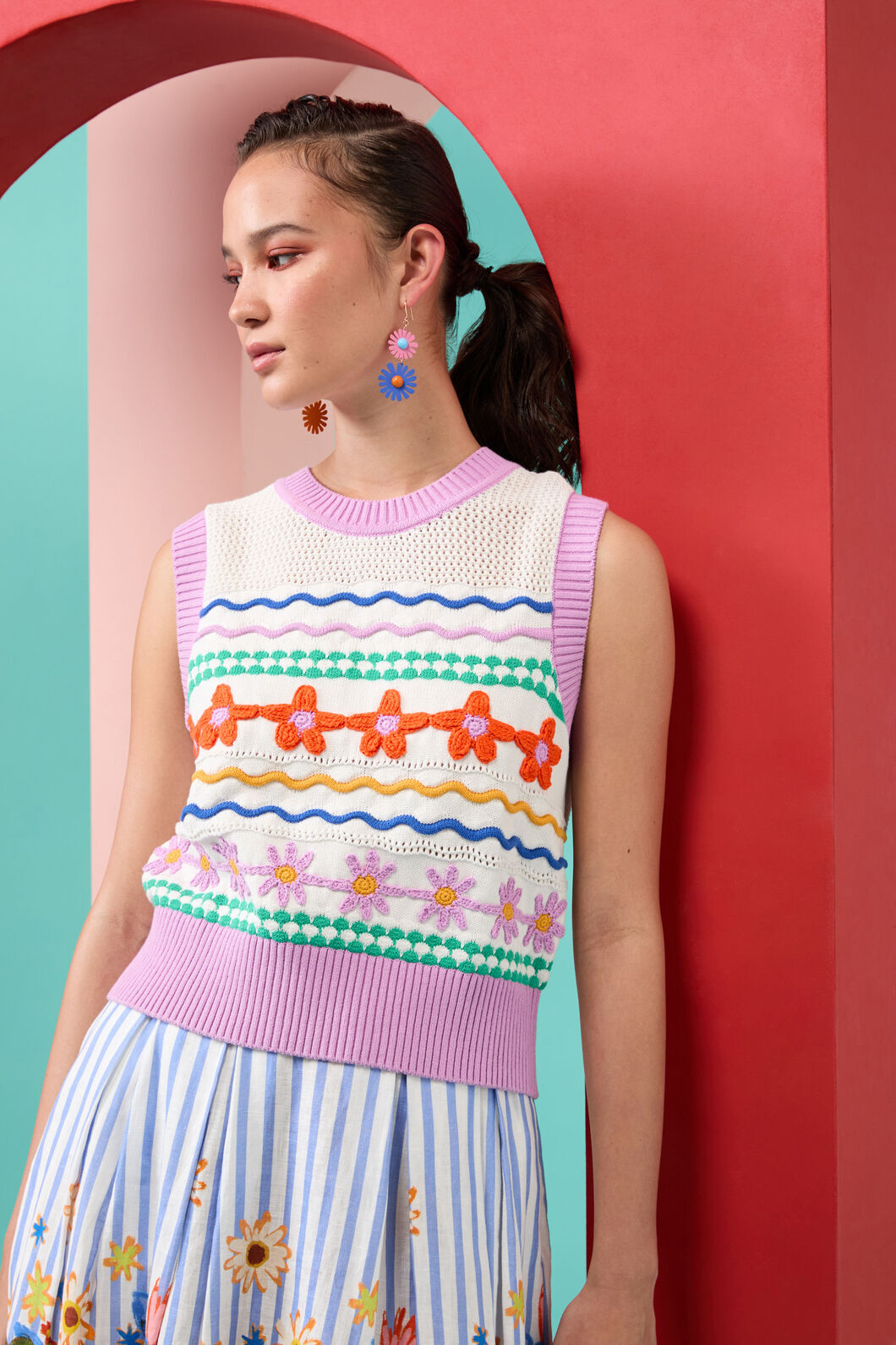 Gorman NZ - Flower Crochet Knit Vest - multi