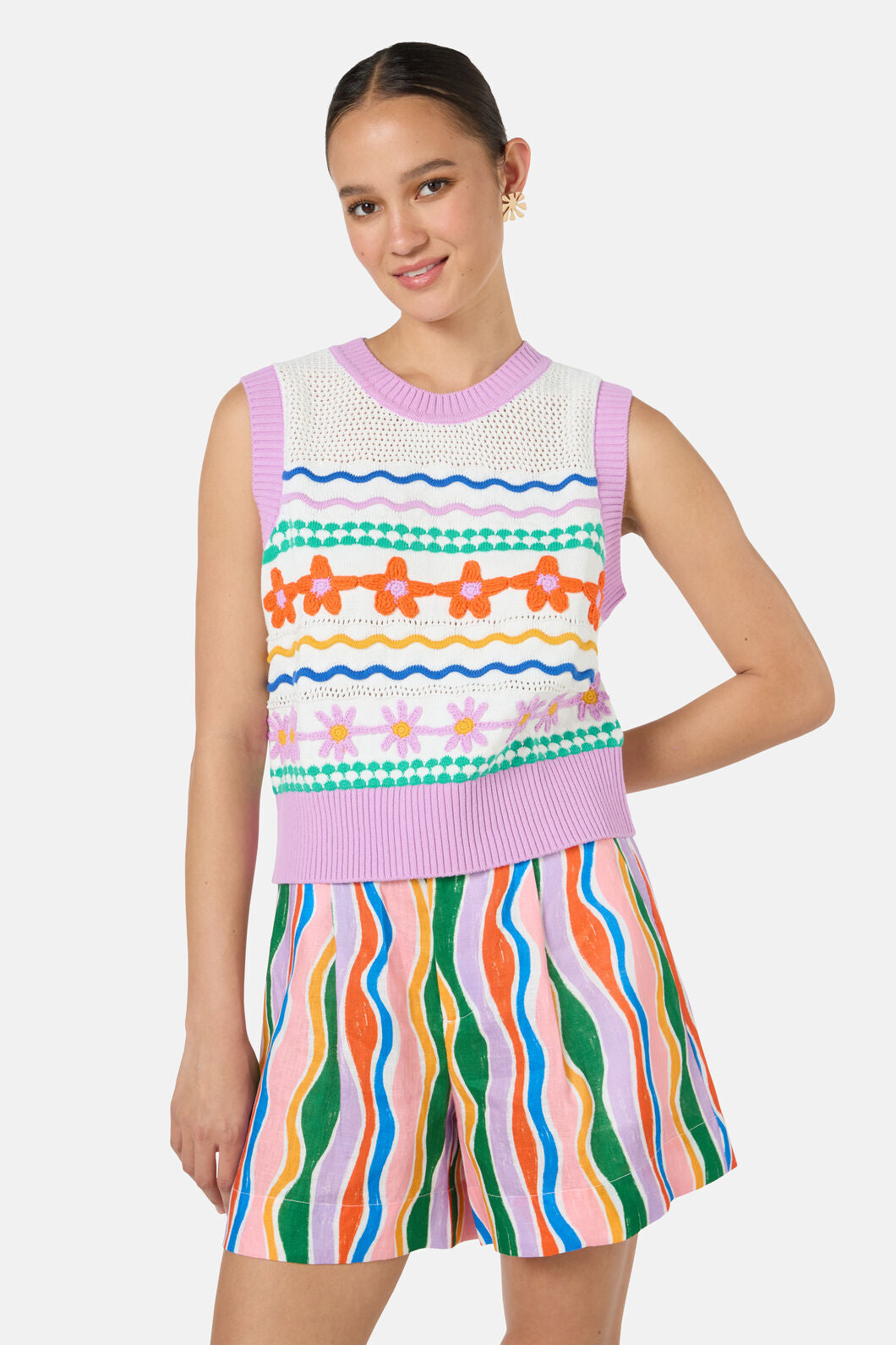 Gorman NZ - Flower Crochet Knit Vest - multi