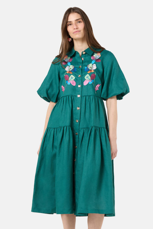 Gorman NZ - Flora Aurora Smock Dress - green