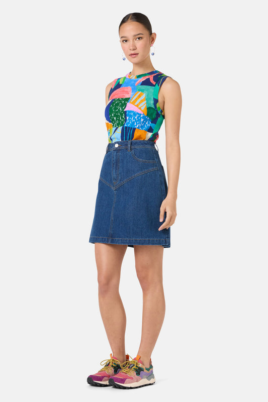 Gorman NZ - Billie Denim Mini Skirt - mid-blue
