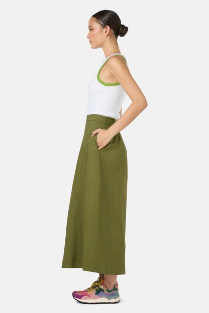 Gorman NZ - Whitney Gore Midi Skirt - khaki