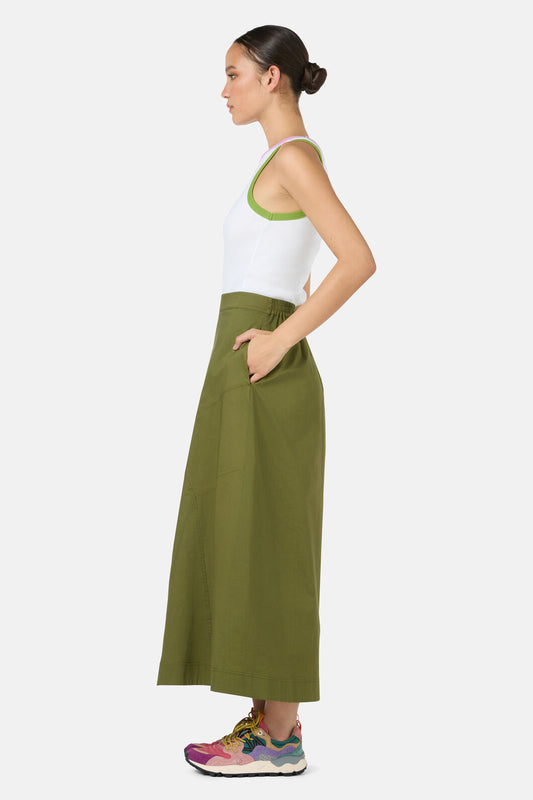Gorman NZ - Whitney Gore Midi Skirt - khaki