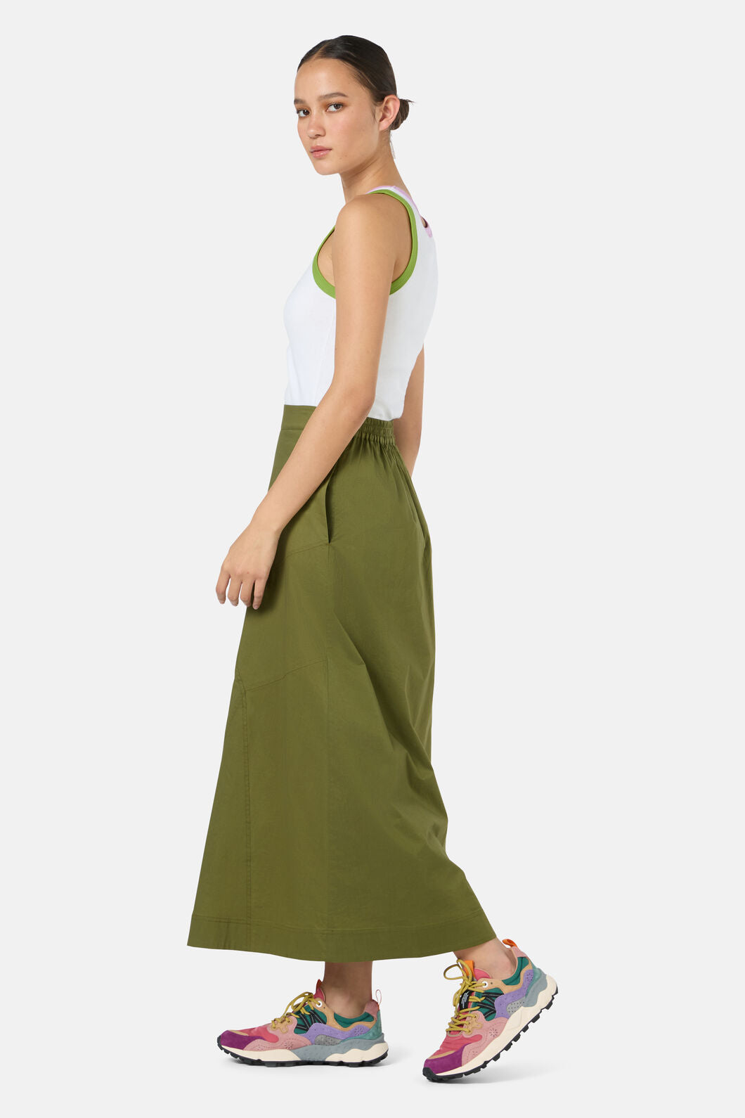 Gorman NZ - Whitney Gore Midi Skirt - khaki