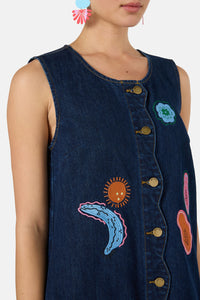 Gorman NZ - Forest Fruits Denim PinnyDress - indigo