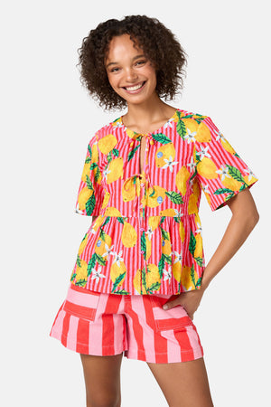 Gorman NZ - Lemonade Seersucker Print Top - print