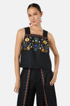 Gorman NZ - Tropic Pop Embroidered Tank - black