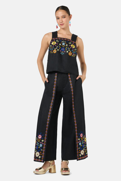 Gorman NZ - Tropic Pop Embroidered Tank - black