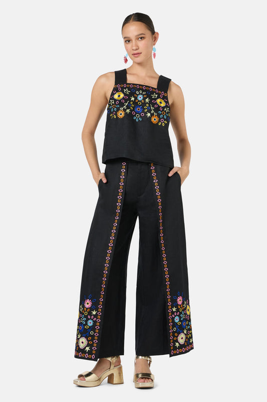 Gorman NZ - Tropic Pop Embroidered Tank - black