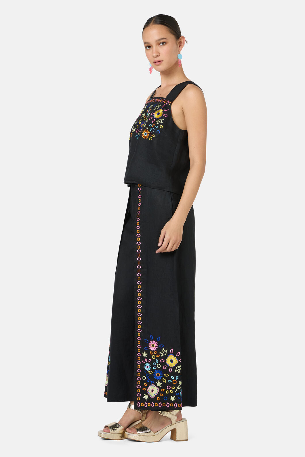 Gorman NZ - Tropic Pop Embroidered Tank - black