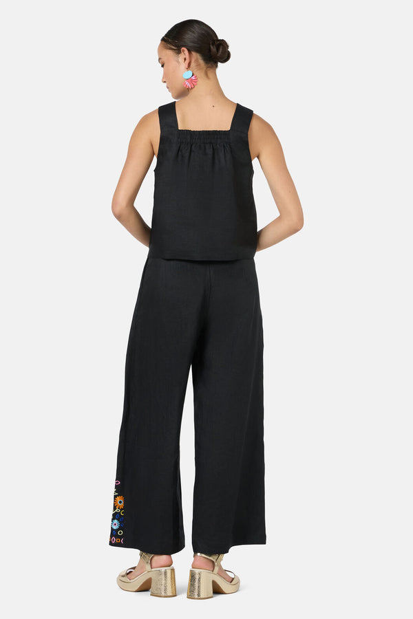 Gorman NZ - Tropic Pop Embroidered Tank - black