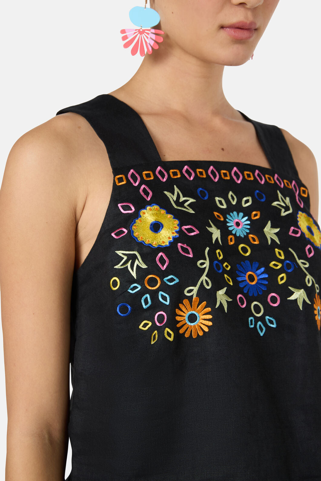 Gorman NZ - Tropic Pop Embroidered Tank - black