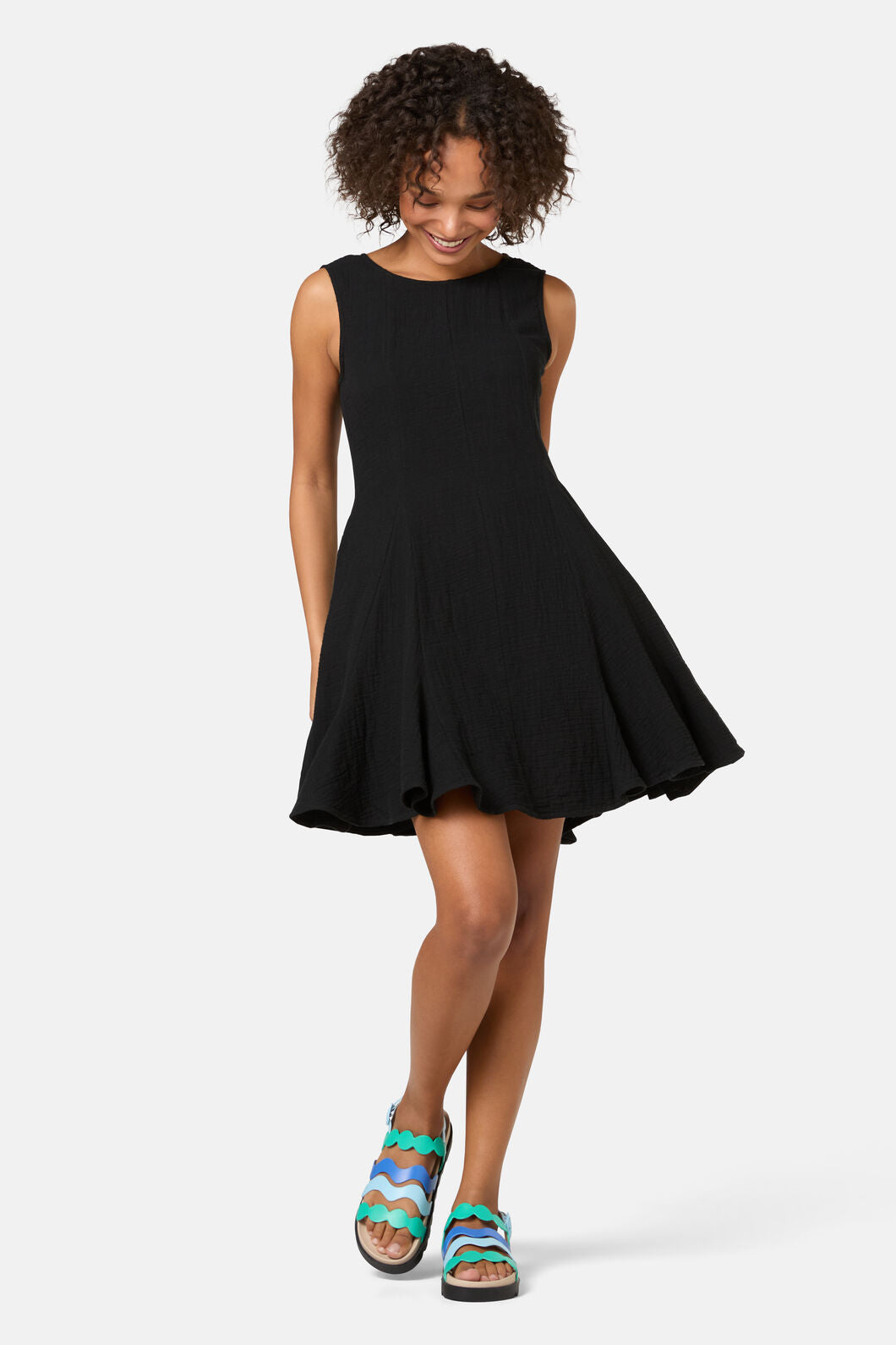 Gorman NZ - Twirlsuit Waffle Mini Dress - black