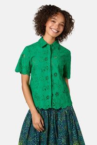 Gorman NZ - Fern Anglaise Scallop Shirt - green