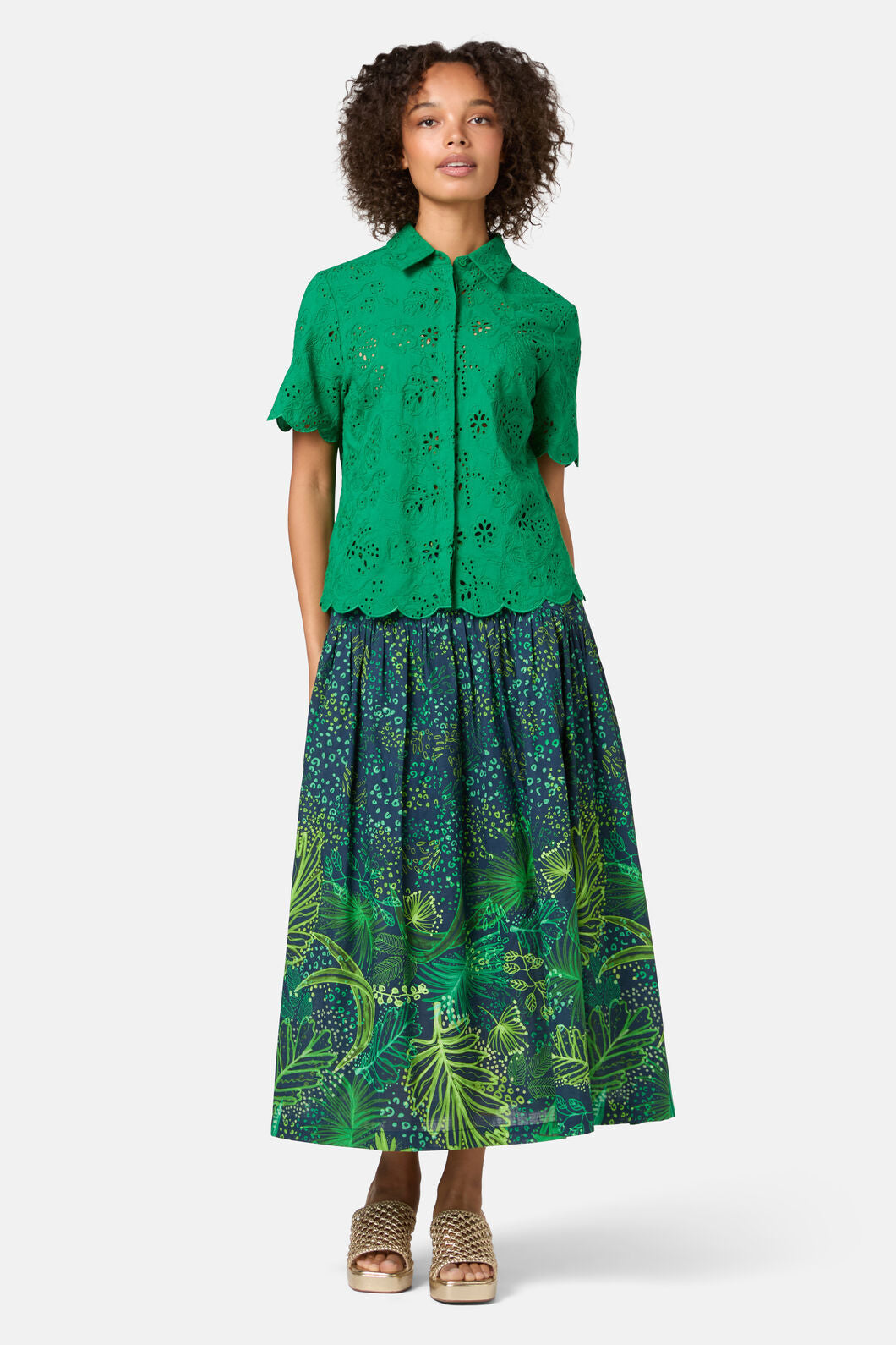 Gorman NZ - Fern Anglaise Scallop Shirt - green