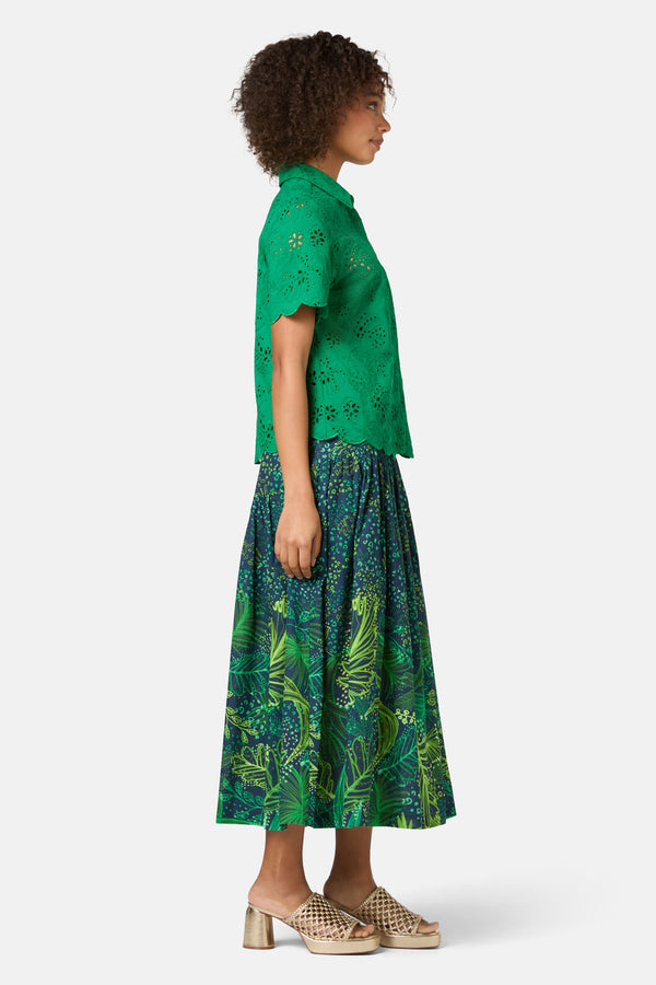 Gorman NZ - Fern Anglaise Scallop Shirt - green