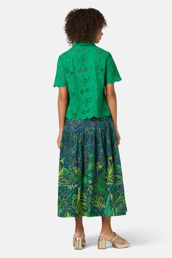 Gorman NZ - Fern Anglaise Scallop Shirt - green