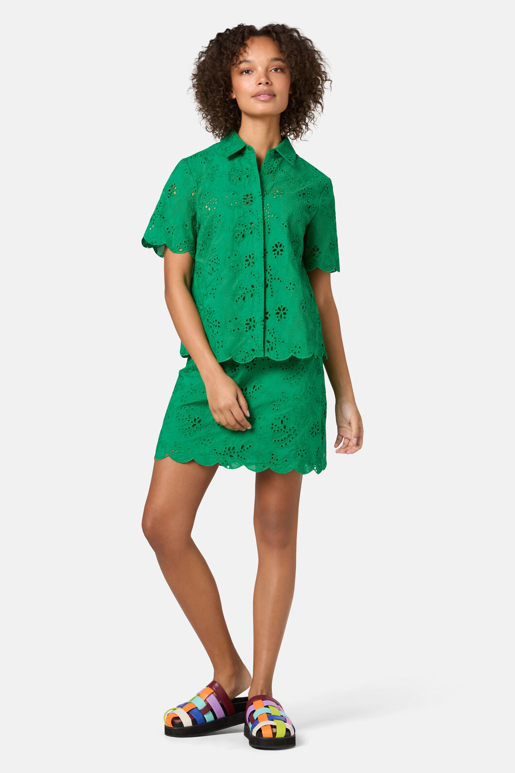 Gorman NZ - Fern Anglaise Scallop Shirt - green