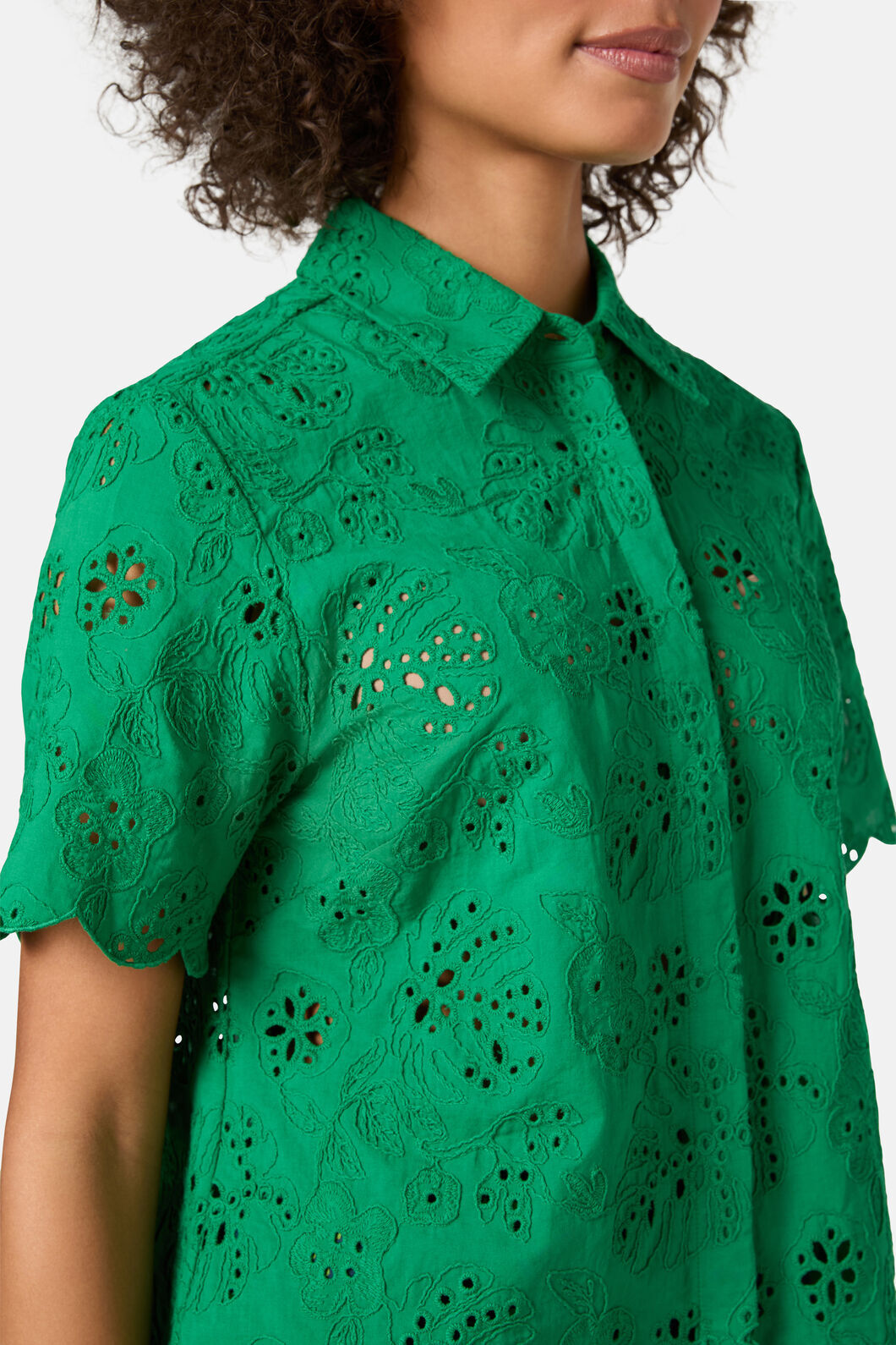 Gorman NZ - Fern Anglaise Scallop Shirt - green