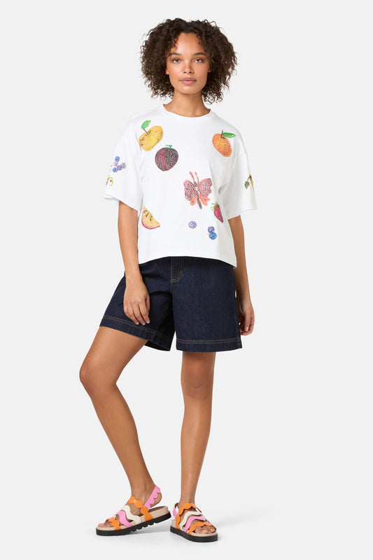 Gorman NZ - Fruit Beaded Oversized Tee - white