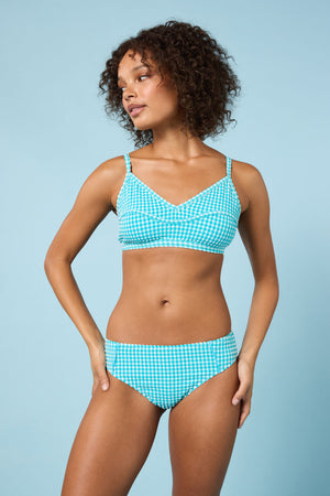 Gorman NZ - TidalTartanGinghamBikiniBottom - aqua