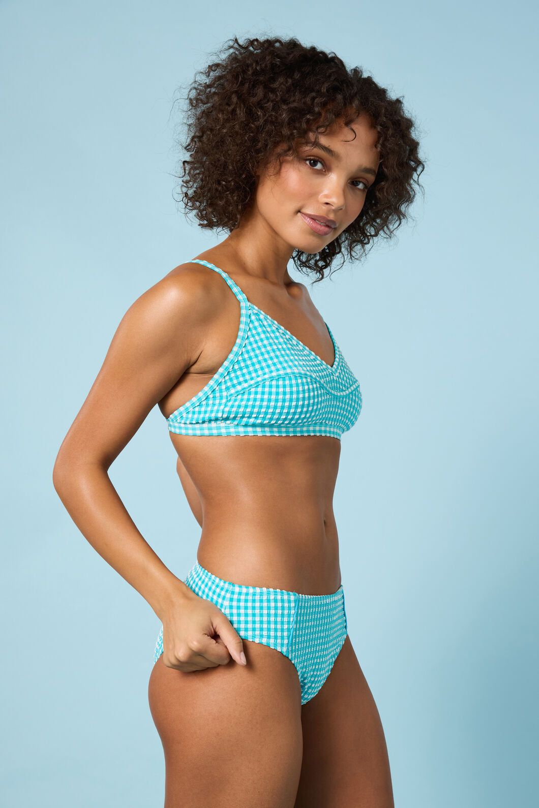 Gorman NZ - TidalTartanGinghamBikiniBottom - aqua