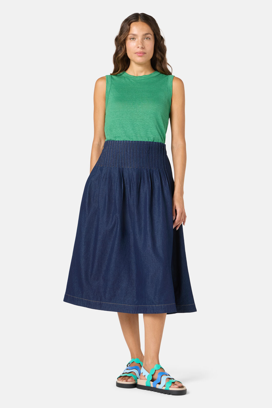 Gorman NZ - Gabrielle Chambray Skirt - indigo