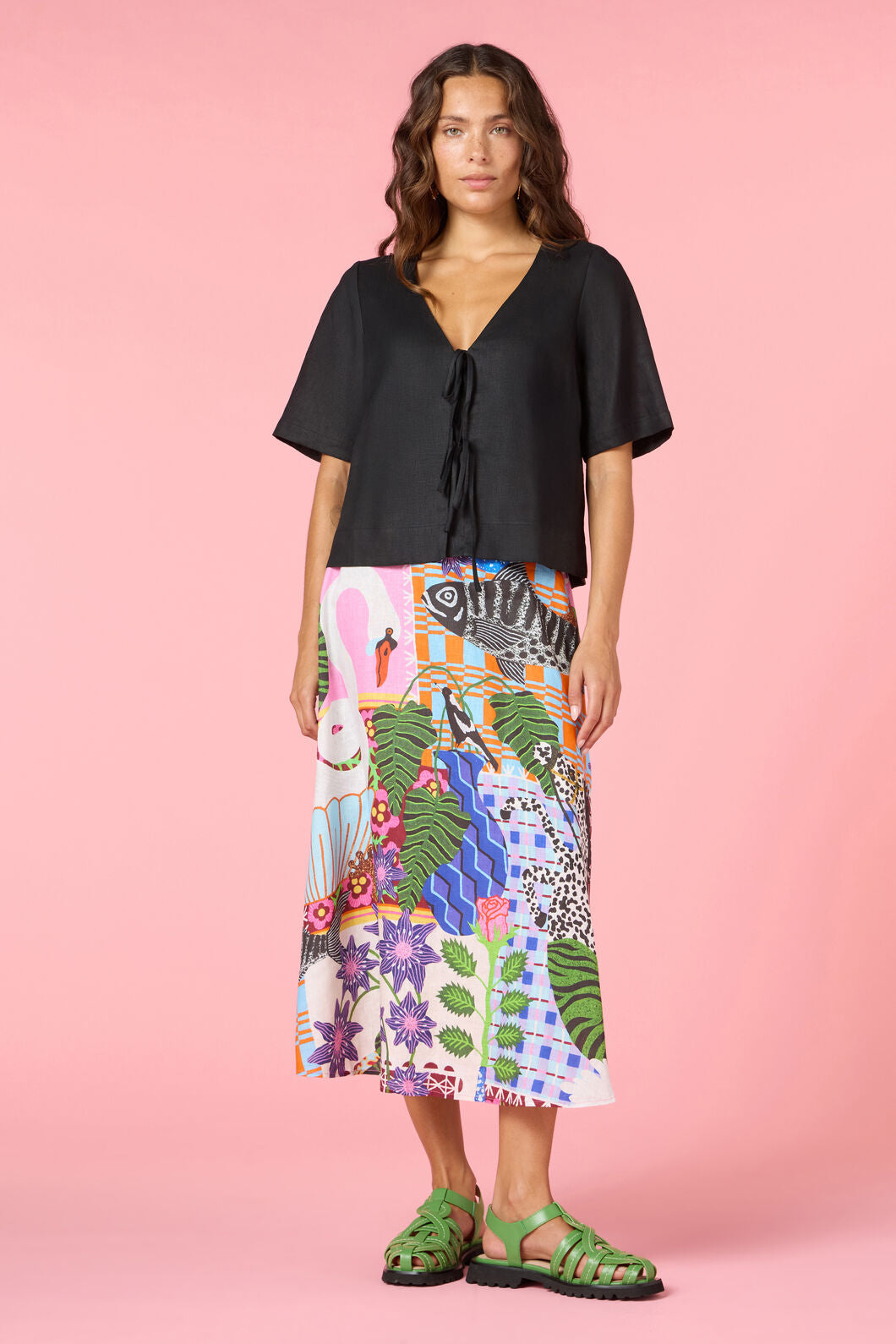 Gorman NZ - Tie And True Linen Top - black