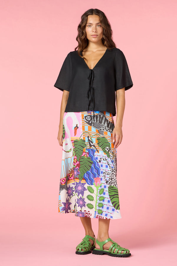 Gorman NZ - Tie And True Linen Top - black