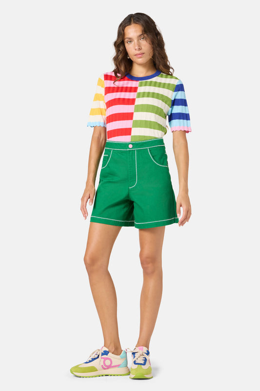 Gorman NZ - Twist And Stitch Denim Shorts - green