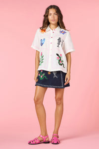 Gorman NZ - Gone Fishing Embroidered Shirt - white