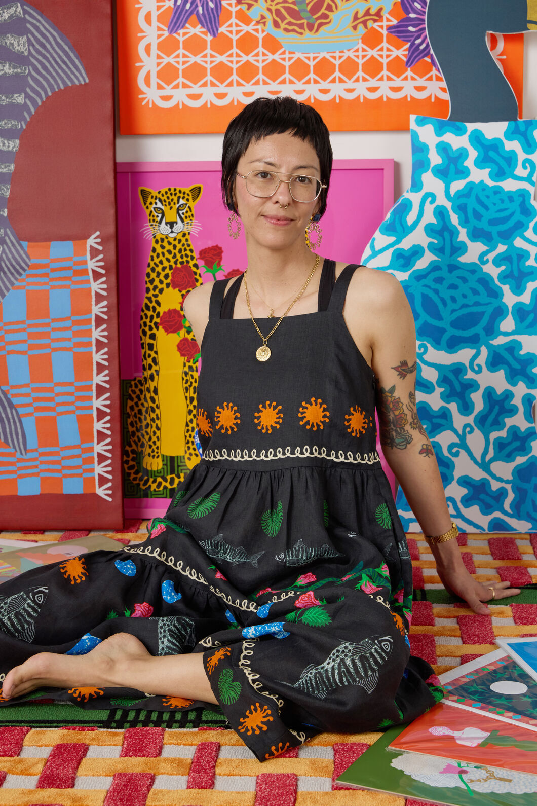 Gorman NZ - Gone Fishing Print Long Dress - black