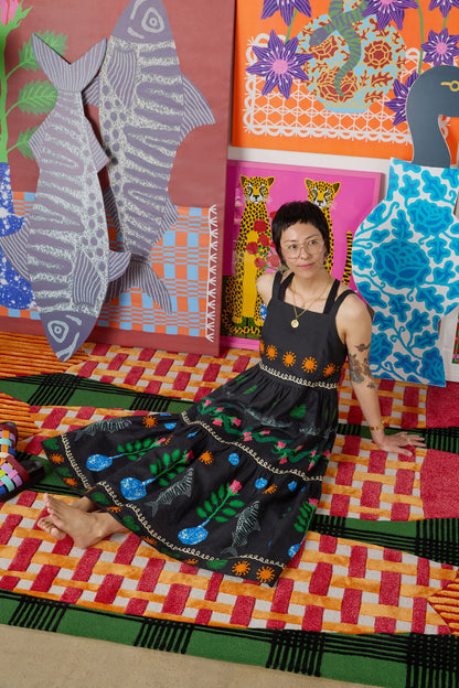 Gorman NZ - Gone Fishing Print Long Dress - black