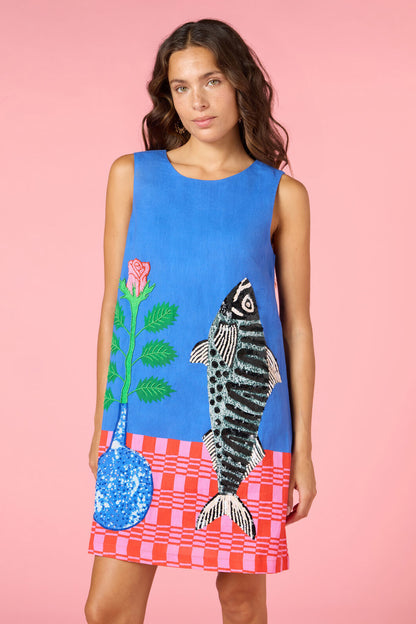 Gorman NZ - Gone Fishing Print Shift Dress - blue
