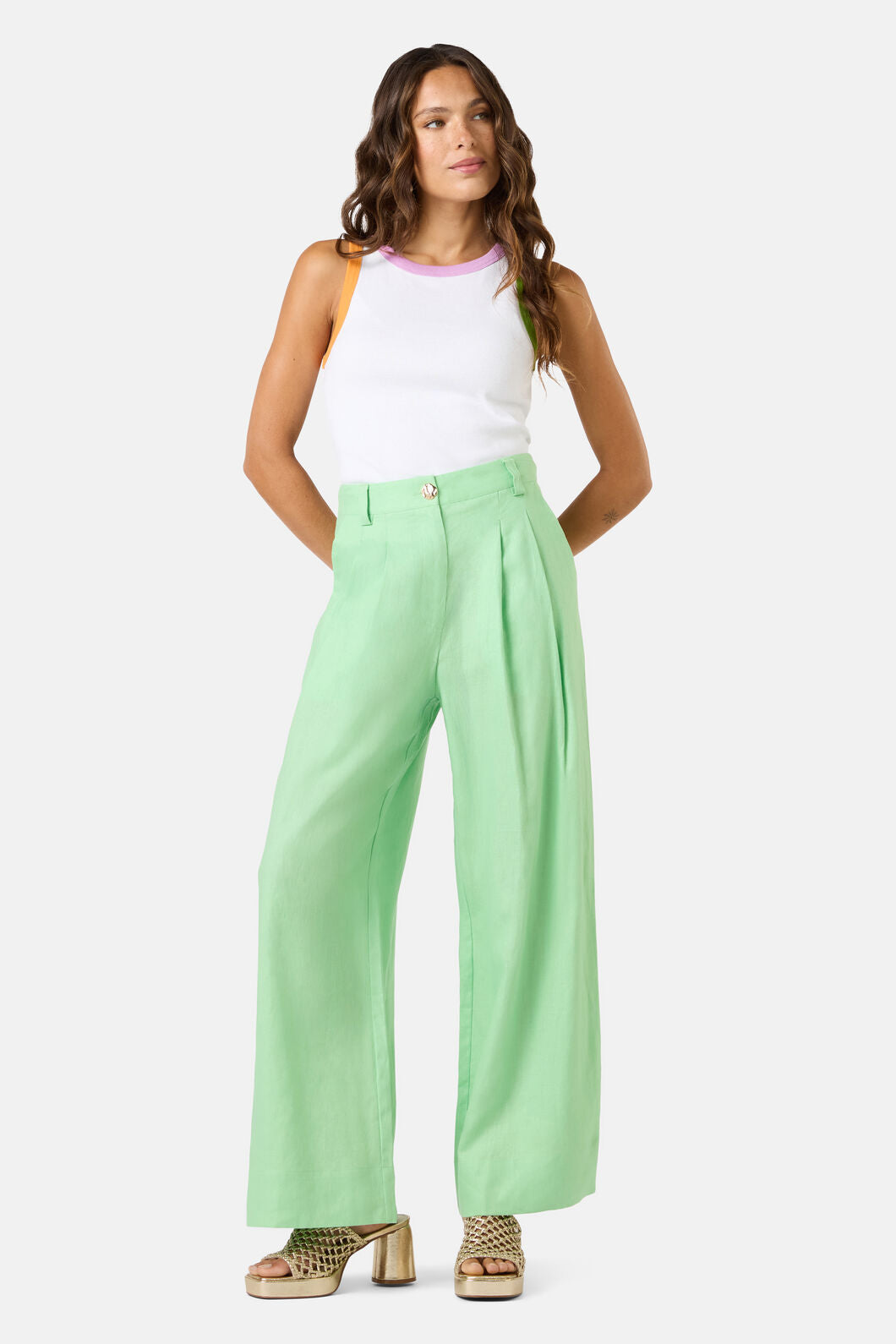 Gorman NZ - Olivia Tailored Linen Pant - apple