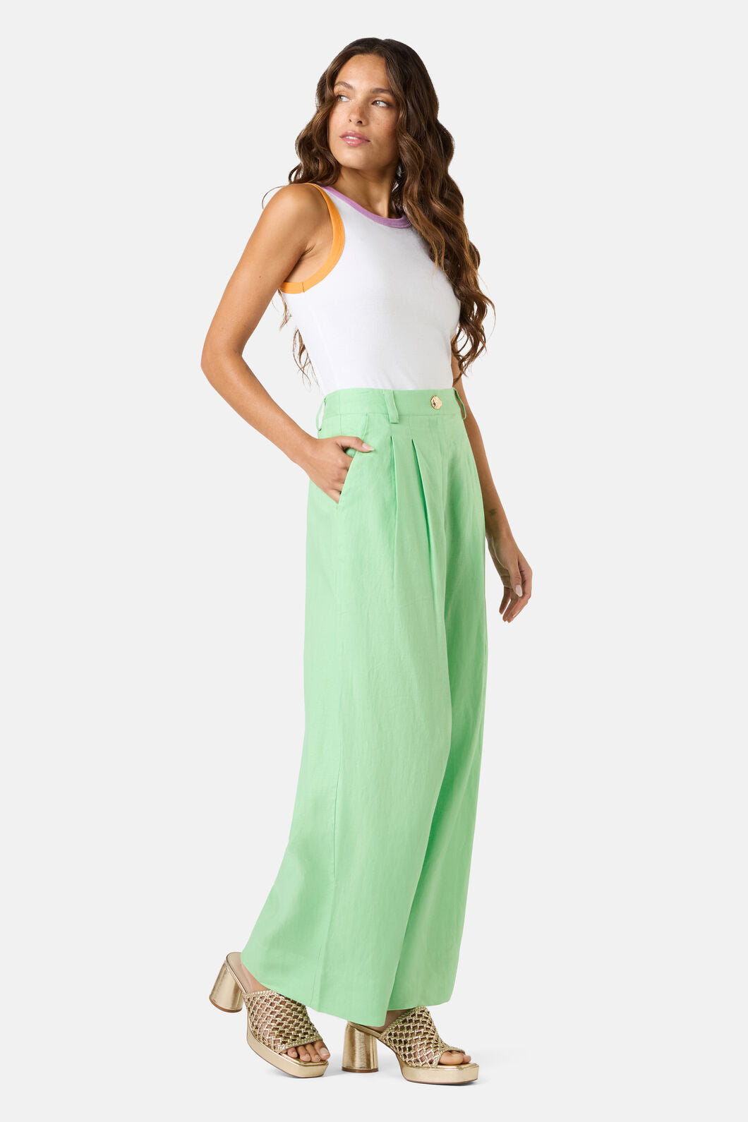 Gorman NZ - Olivia Tailored Linen Pant - apple