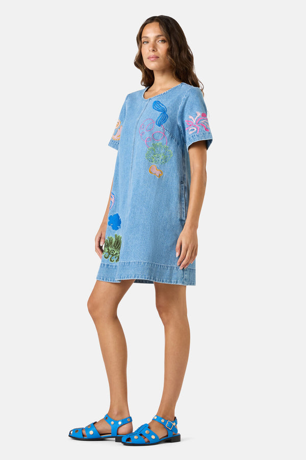 Gorman NZ - Fleur Embroidered Denim Dress - denim