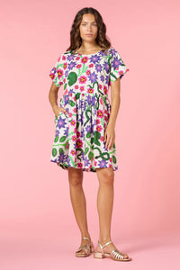 Flowerful Print Smock Dress