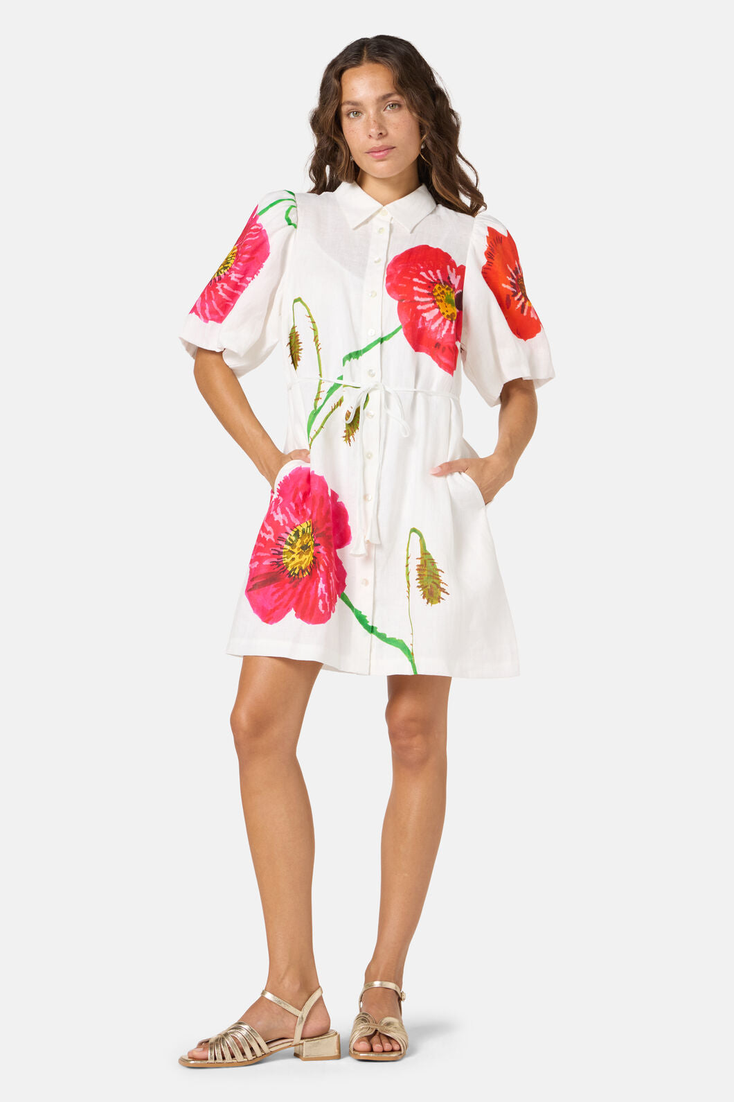 Gorman NZ - Poppies Linen Shirt Dress - print
